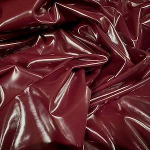 High gloss pvc fabric with comfort stretch, per metre - plain - mulberry