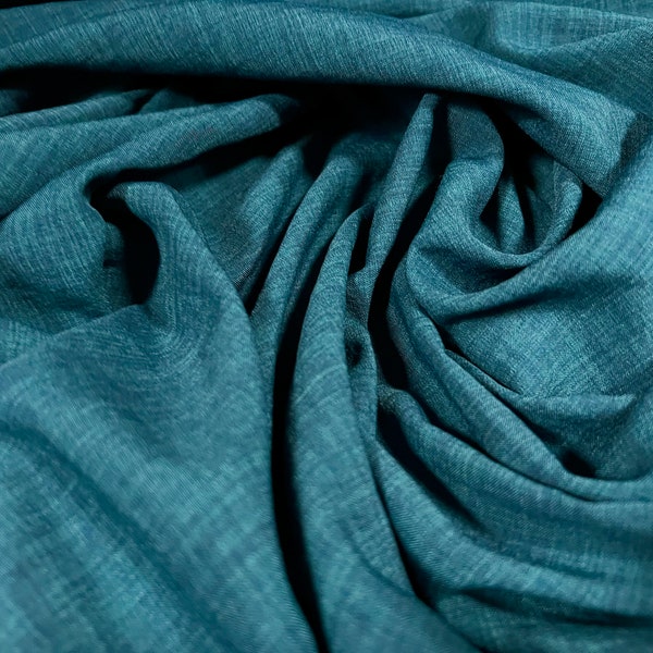 Linen look cationic woven dress trouser skirt fabric, per metre - plain - kingfisher blue