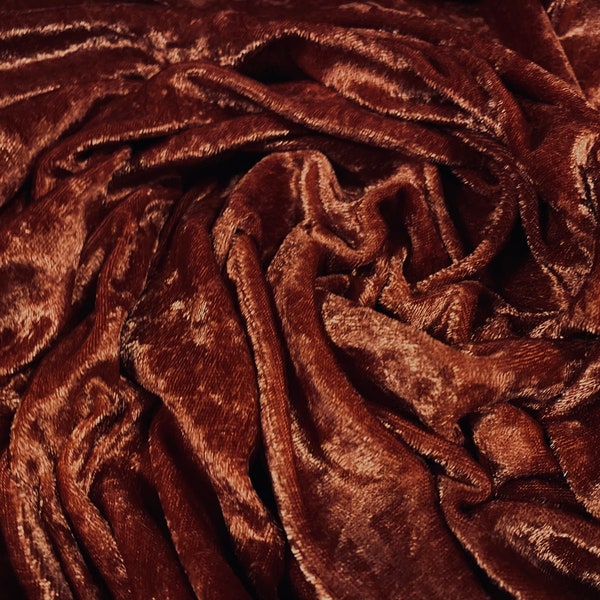 Panné velour velvet crushed dress fabric, per metre - plain - burnt ginger