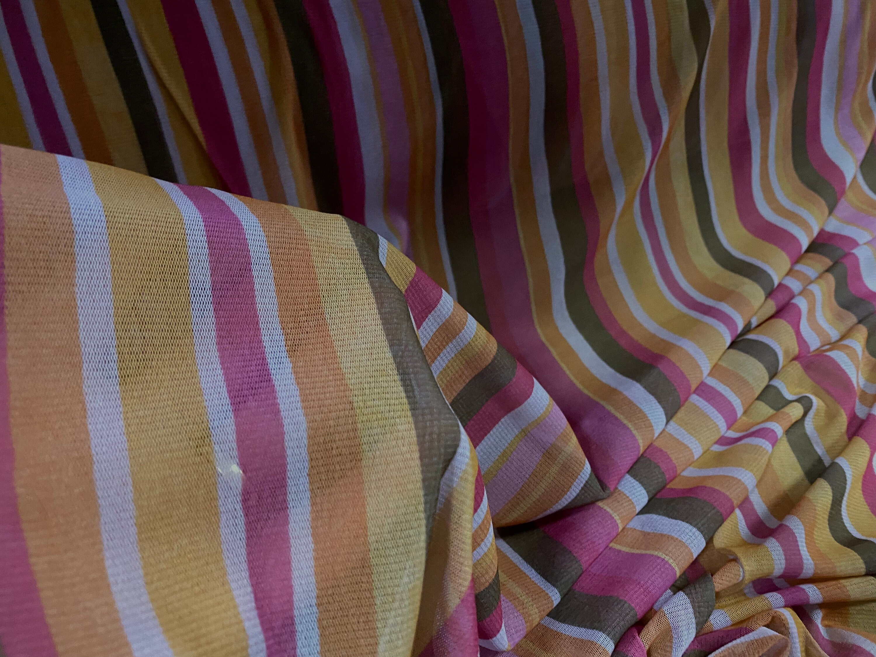 Helenca Thread Stretch Helenca Mesh Fabric, Sheer, per Metre - Block Stripe Print ...