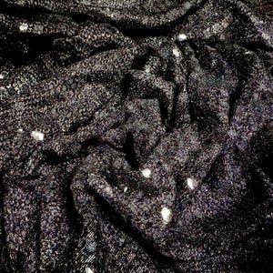 Metallic soepel vallende stretch spandex jersey, per meter - zwart met heldere pailletten