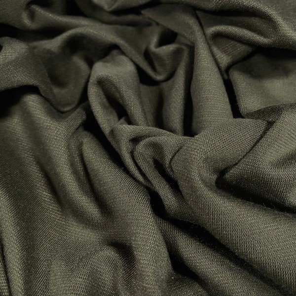 Ponte Roma double jersey stretch spandex fabric, soft handle, per metre - plain - khaki green