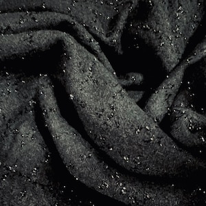 Tessuto jacquard in lana metallizzata, al metro - disegno lurex check - nero su nero