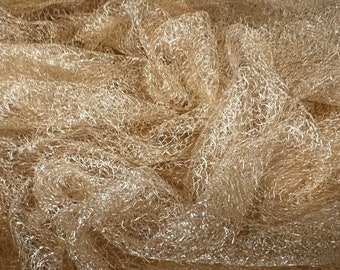 Lightweight crochet knit lace dress fabric, per metre - gold