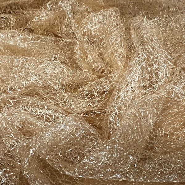 Lightweight crochet knit lace dress fabric, per metre - gold