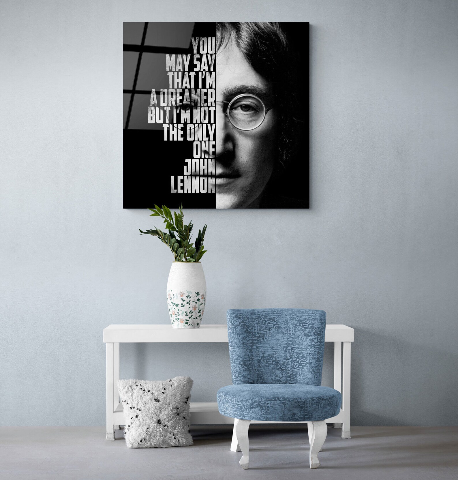 John Lennon Quote Wall Art Glass Printingmodern Home Decor Etsy