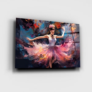 Ballerina Abstract | Graceful Dance Art | Vibrant Colors Glass Wall Art | Elegant Home and Office Decor | Stunning Abstract Art Decor