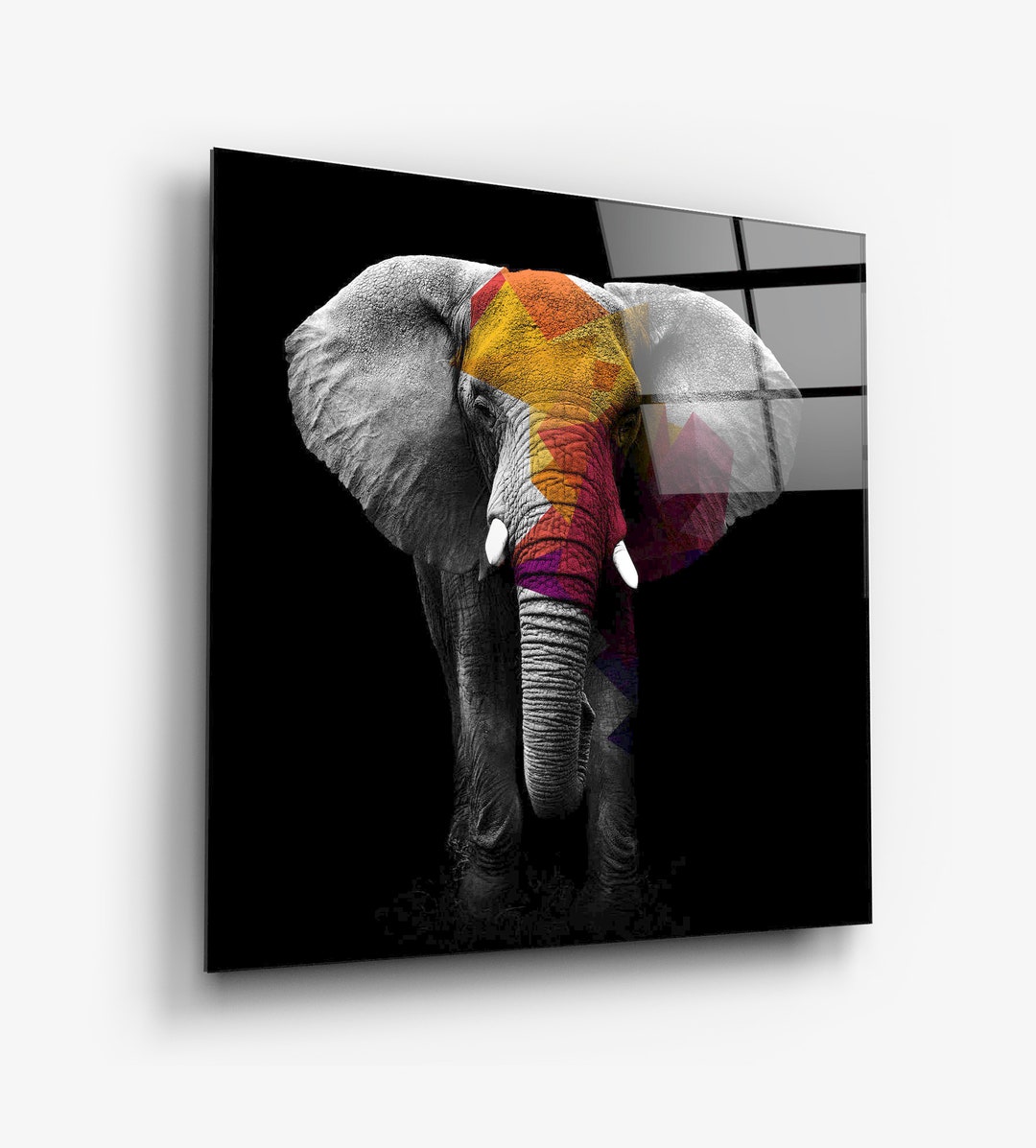 Africa Elephantwall Art Glass Printingmodern Home Decor Etsy