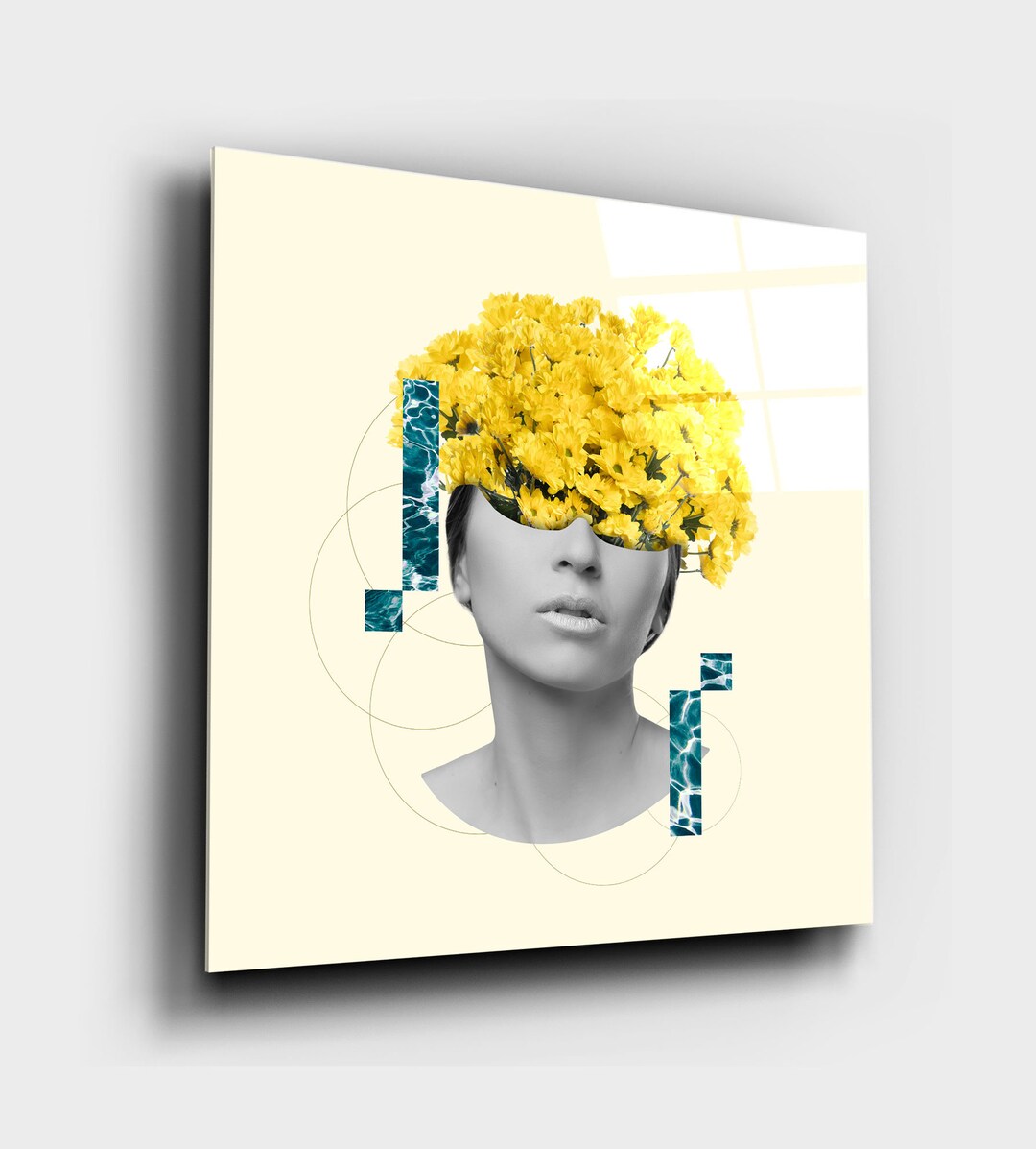 Yellow Flower Head Wall Art Glass Printingmodern Home Decor Ideas Art