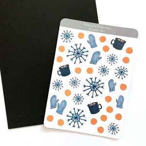 Blauw stickervel winter, sneeuwvlokstickers, decemberstickers, Bullet Journal-stickers, plannerstickers