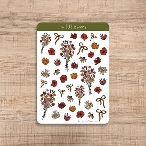 Wildflowers Sticker Sheet, Flower Stickers, May Flower Stickers, May Stickers, Bullet Journal Stickers, Planner Stickers