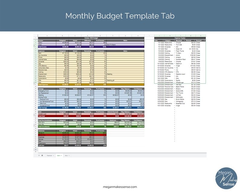 Monthly Budget Template Excel Budget Template Dave Ramsey Etsy
