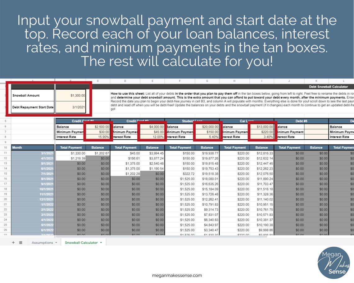 Debt Snowball Calculator Dave Ramsey Debt Payoff Tracker Etsy