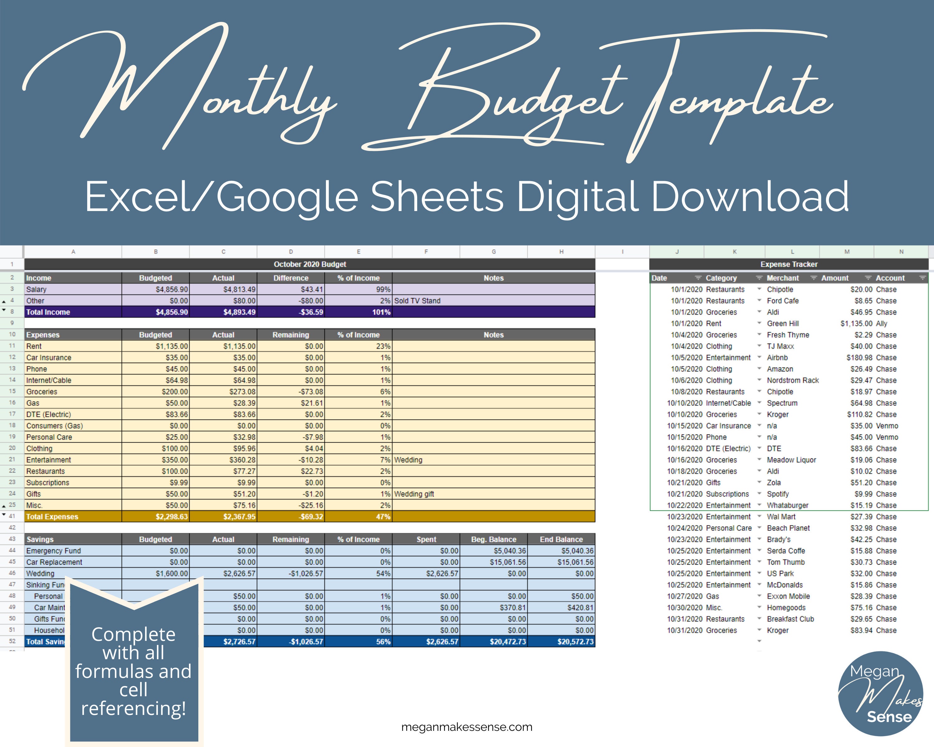 Monthly Budget Template Excel Budget Template Dave Ramsey Etsy Monthly Budget Template Excel Budget Template Dave Ramsey Etsy