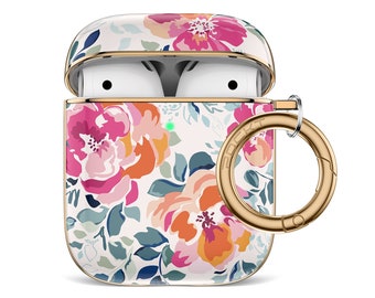 AirPods Hard Case | Ear Phone Case | AirPods Case with Keychain | Gift for Mom | Floral Airpod Case | AirPods Protective Case