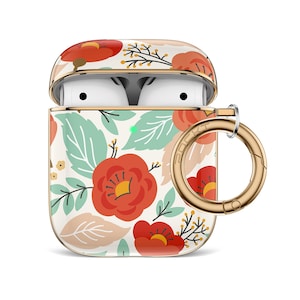 Floral AirPods Hard Case: Protective PC PET Material with Keychain