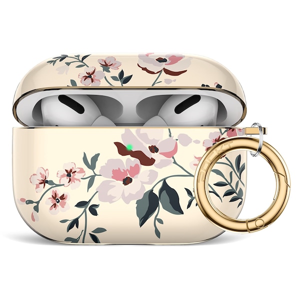 AirPods Pro Hard Case | Ear Phone Case | AirPods Case with Keychain | Gift for Mom | Floral Airpod Case | AirPods Protective Case
