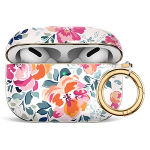Floral AirPods Pro Hard Case: Protective PC with Keychain