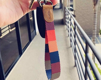 Boho Wristlet Keychain Women, Floral Wrist Lanyard, Key Fob, Bag Charm, Teacher Gift, Key Strap, ID Badge Holder