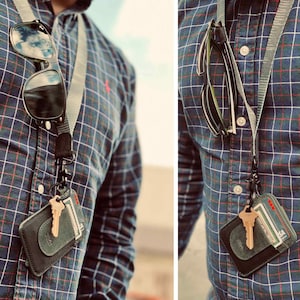 Cartera con tarjetero - Tarjetero de bolsillo delantero delgado con bolsillo elástico - Carteras verticales de cuero genuino con bloqueo RFID