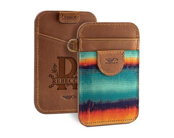 Personalized Card Holder Wallet, Floral Elastic Pocket, RFID Blocking, Minimalist Front Pocket Wallet
