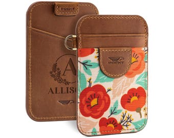 Personalized Genuine Leather Elastic Card Holder Wallet, RFID Blocking, Minimalistic, Slimline Design
