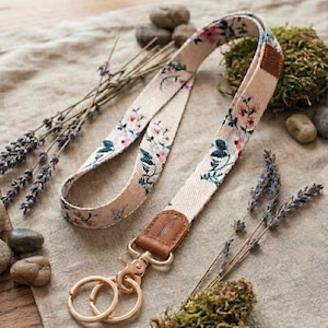 Neck Lanyard for keys |ID Badge Holder | Nurse Lanyard | Teacher Gift | Floral Keychain Holder | Key Fob for Work
