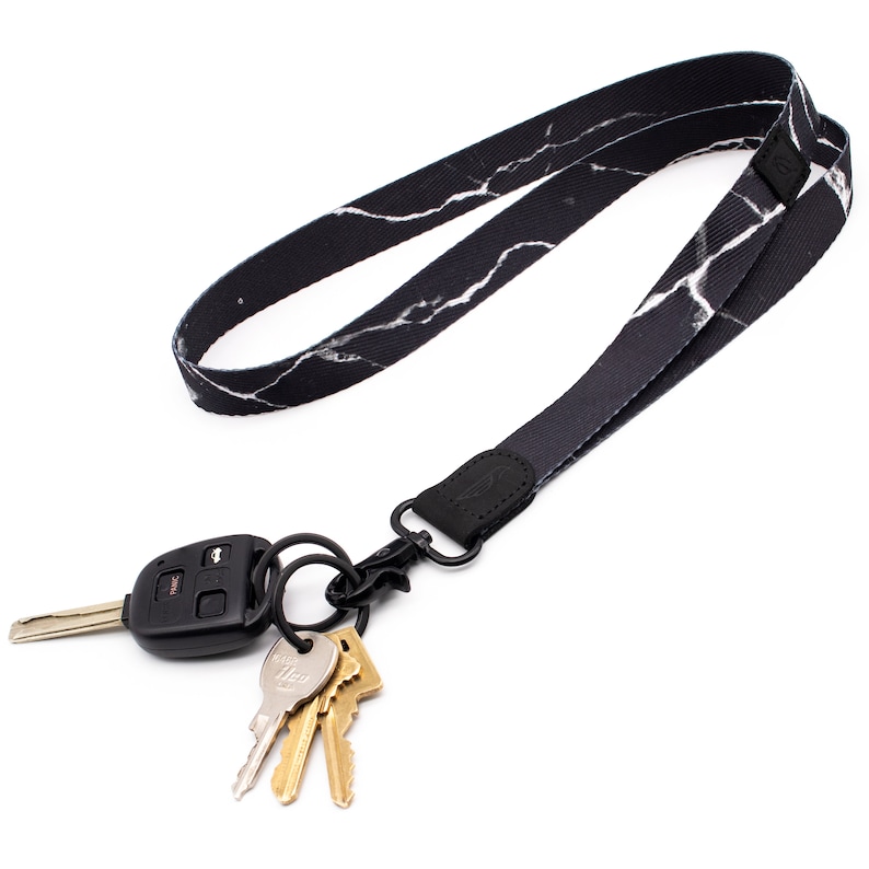 Lanyard for Keys Neck Lanyard Keychain Holder for Men and Women Cool Neck Lanyards for Keys Black Marble