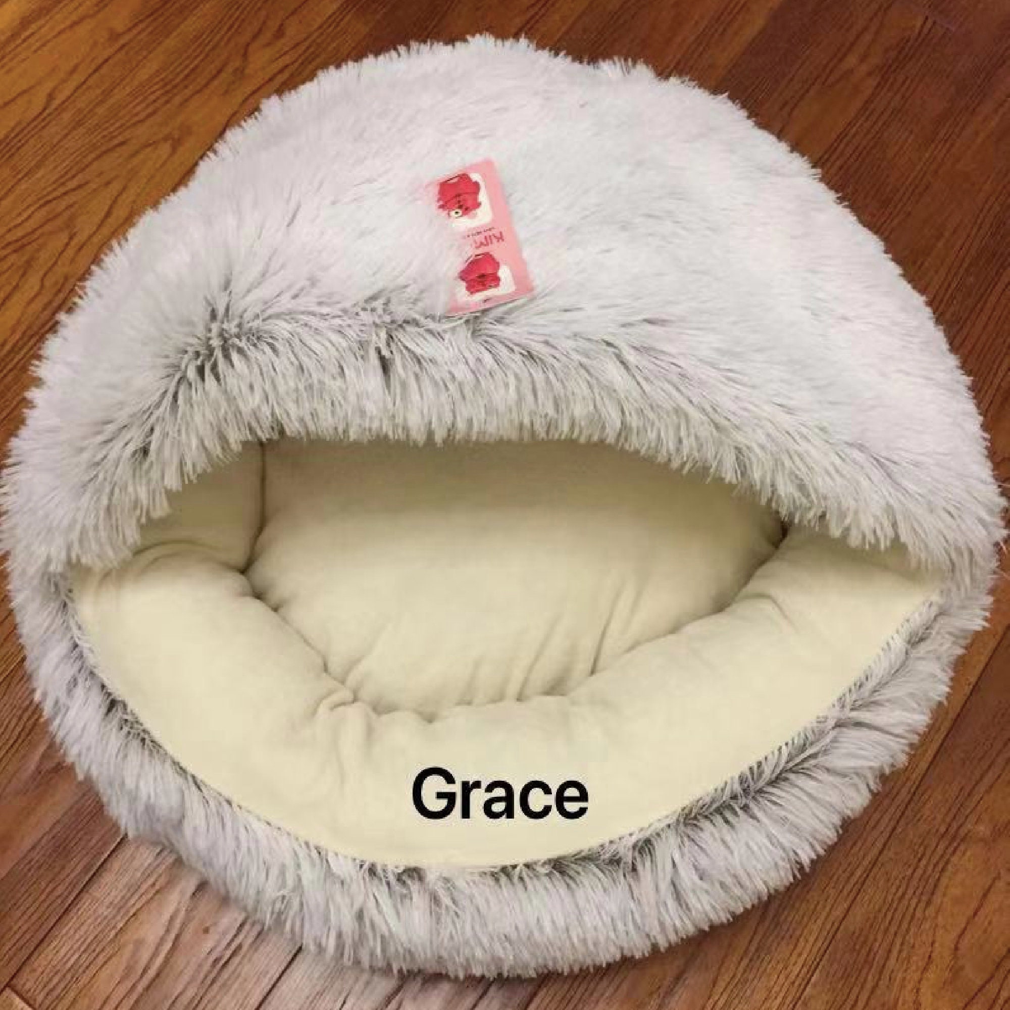 Customized pet's name Pink Cat Bed Calming Plush Pet Bed Etsy