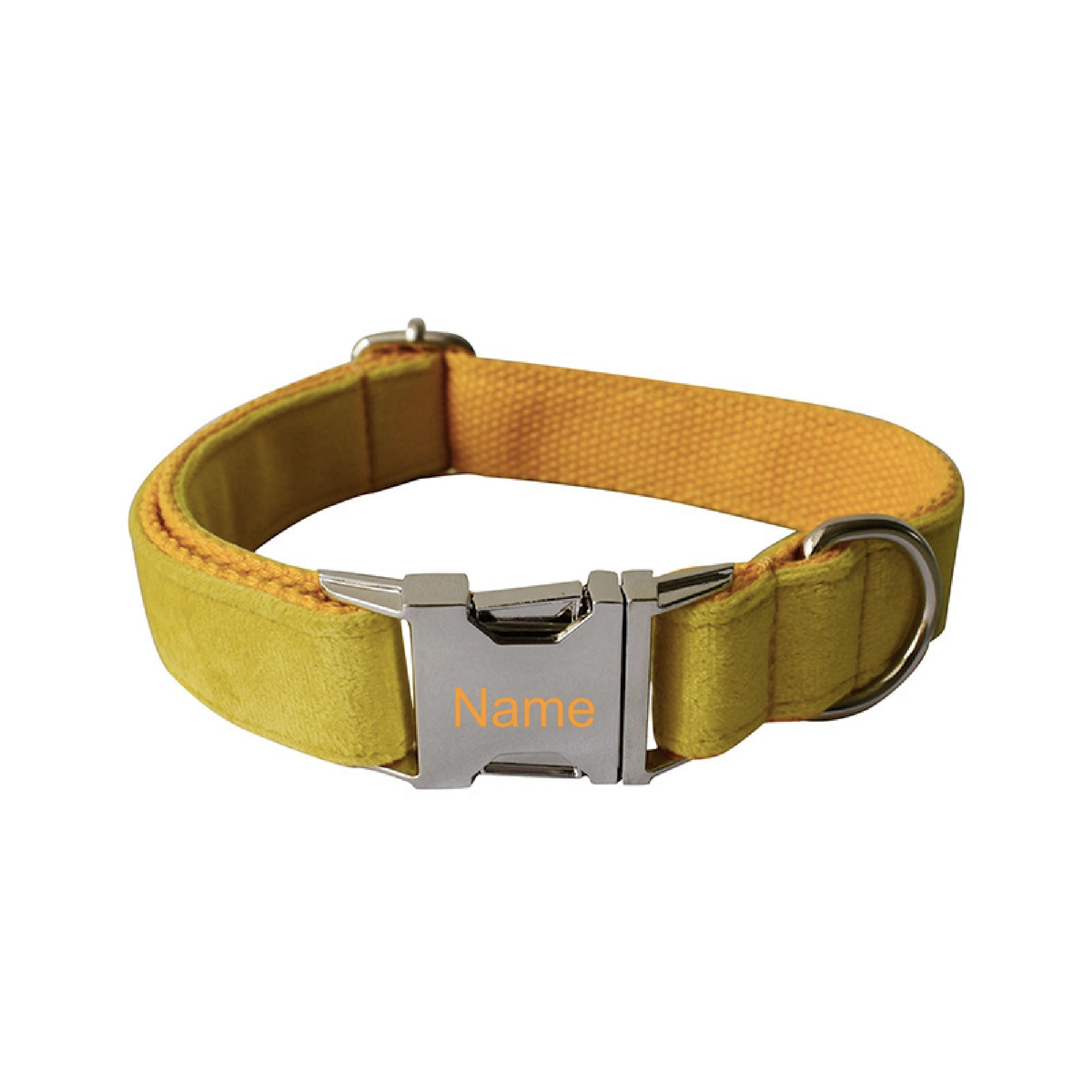 Name Personalized Dog Collars And Leashes Set In Yellow Etsy