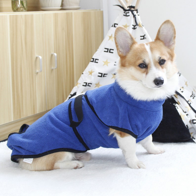 Personalized Dog Drying Towel Bathrobe Blue Soft Absorbent Etsy
