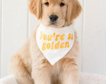 Gold Dog Bandana Embroidered Golden doodle mom retriever dad accessories for dogs You're so golden pet scarf yellow cat bandanna