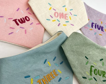 Personalized Dog bandana birthday girl bandanna for 1st birthday bandana custom dog birthday boy embroidered bandana keepsake Pup birthday