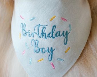 Birthday Boy Dog bandana 1st birthday embroidered pet gotcha day keepsake puppy bandanna personalized cat neckwear pup party
