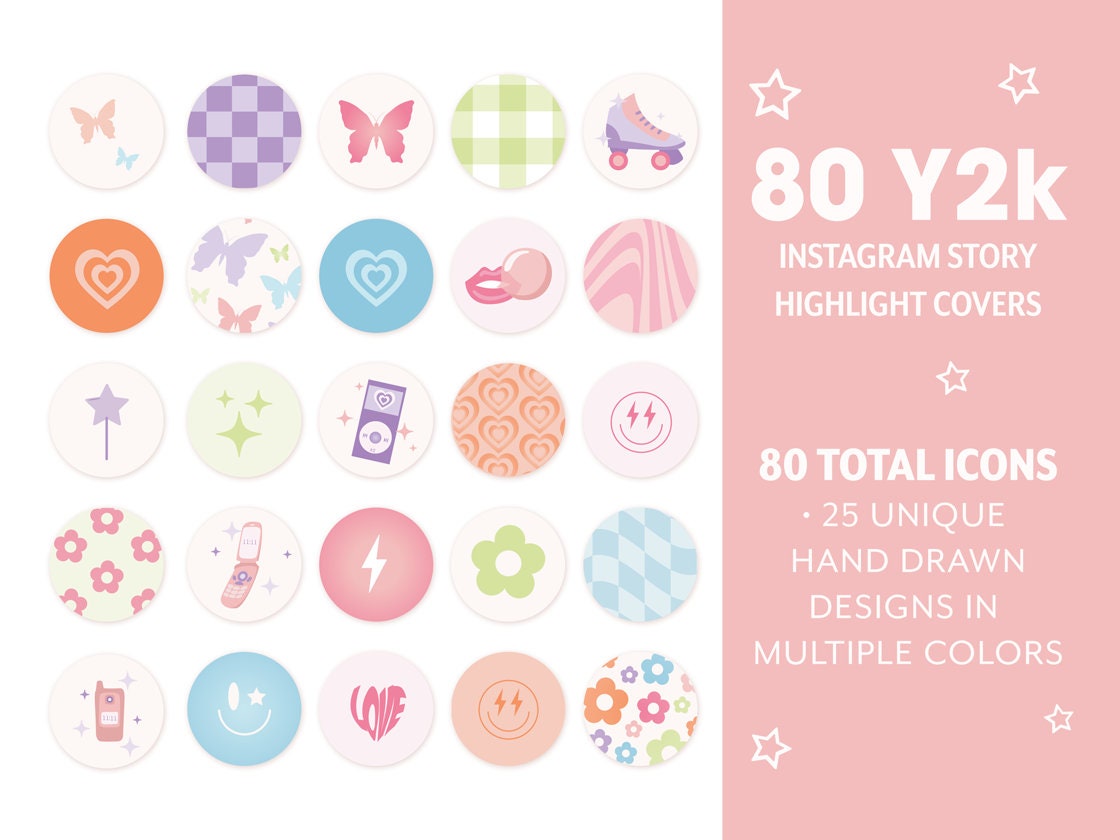 Premium Vector  Y2k trendy icons social media highlights covers