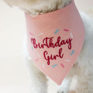 Dog bandana Birthday Girl Embroidered keepsake 1st bday pet bandanna custom gotcha day puppy neckwear embroidery first birthdate cat scarf