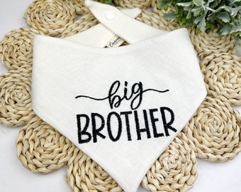 Big Brother Custom Pregnancy announcement dog bandana with snap cursive embroidered I'm a Big bro snap bandanna embroidery personalized Cat