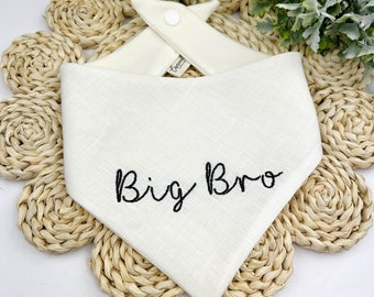 Big Bro Custom Pregnancy announcement dog bandana with snap cursive embroidered I'm a Big brother snap bandanna embroidery personalized Cat
