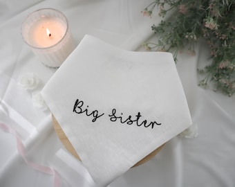 Pregnancy announcement BIG SISTER dog bandana with snaps personalized baby reveal pet scarf embroidered puppy bandanna for expecting reveal
