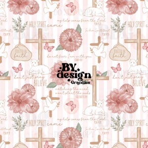 Christian Seamless | Girl Christian Seamless | Womens Christian Seamless | Religious Girl Seamless | Floral Cross Seamless | Easter Seamless