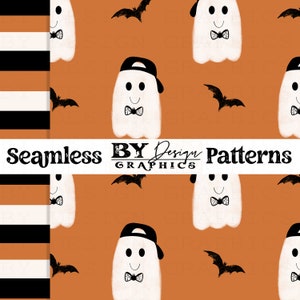 Ghost Seamless | Boy Spooky Seamless | Boy Ghost Seamless | Boy Halloween Seamless | Boy Halloween Design | Orange Black Seamless
