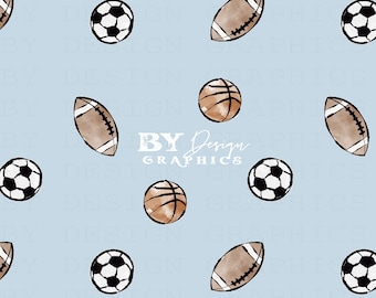 Sports Seamless Pattern | Hand Drawn | Boy Seamless | Football Seamless | Boy Design | Digital File