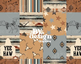 Cowboy Seamless Pattern | Western Patchwork Seamless | Western Seamless | Boy western Seamless | Neutral Western Seamless