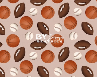 Sports Seamless | Boy Sports Seamless | Basketball Football Baseball Seamless | Boy Sporty Seamless | Neutral Sports Seamless