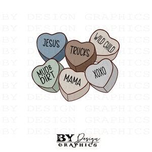 Country Boy PNG | Western Valentines png | Boys Conversation Hearts PNG | Conversation Hearts PNG | Hand Drawn | Digital File