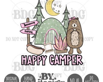 Camping PNG | Girl Camping Png | Womens Camping PNG | Tent Camping PNG | Smores Png | Girl Summer Png | Happy Camper Shirt Png