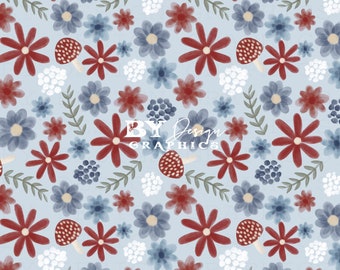 Cuatro de julio sin costuras / Día de la independencia sin costuras / Cuatro de julio sin costuras florales / Niñas patrióticas sin costuras / Rojo Blanco Azul sin costuras
