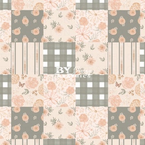 Floral Patchwork Seamless | Floral Quilt Seamless | Girls Floral Seamless | Cottagecore Seamless | Vintage Floral Seamless