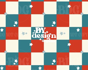 Checkered 4th Of July Seamless | Retro 4th Of July Seamless | Red White Blue Seamless | FOJ Checker Seamless | Fourth Checkered Seamless