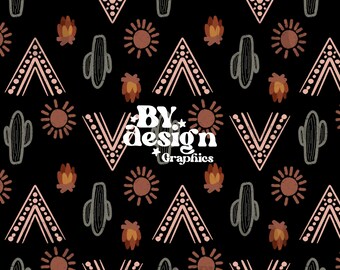Western Camping Seamless | Western Summer Seamless | Gender Neutral Western Seamless | Western Desert Seamless | Boy Western Seamless